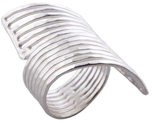 Asia Ring Bellissimo Anello a Spirale martellato Thai Karen Hill Tribe Puro Argento