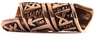 Viking skägg/senacilla brons dreadlock-berlock med runor spiralmotiv