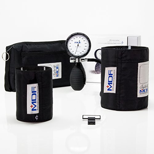 MDF® Bravata palm aneroid sphygmomanometer - professionell blodtrycksmätare med vuxen manschett ingår Adult Black (Noirnoir)
