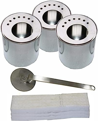 Cheminées Allemande 3 boîtes en Acier Inoxydable (0,5 litres, Vide) rempli de Laine céramique + 3 Correspondant à économie d'énergie des lecteurs