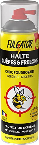 FULGATOR - Insecticide HALTE Guêpes & Frelons - Spécial Nids et Gros Insectes dangereux : guêpes, frelons, frelons asiatiques - Capable de détruire 1 nid entier - Fabriqué en France - 500mL
