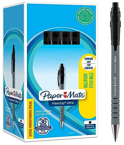 Paper Mate Flexgrip Ultra Retractable Ballpoint Pens | Medium Point (1.0mm) | Black Ink | 36 Count