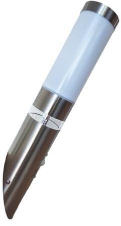 Dapo® LISA hochwertige Edelstahl-LED-Außen-Garten-Wand-Fackel-Leuchte-Lampe, Hauptlicht E27 max. 40W, Grundlichtring 12 festgebaute LEDs, Bewegungsmelder, Dämmerungssensor, IP44