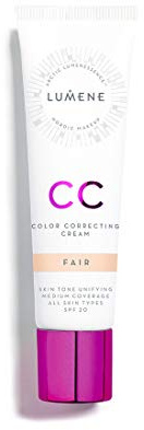 Lumene CC Color Correcting Cream infused with Pure Arctic Spring Water - 6 in 1 Medium Coverage for all Skin Types SPF 20-30 ml / 1.0 Fl.Oz. (Fair)