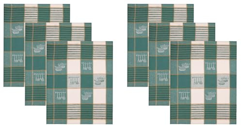 Betz 6er Set Geschirrtücher Geschirrhandtuch Gläsertuch Halbleinen Jacquard Hungary Küche Gläsertücher Küchentuch Handtuch Größe 50 x 70 cm cm Farbe grün