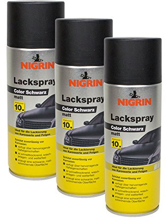 NIGRIN 3x 74112 Lackspray Color Schwarz matt 400 ml