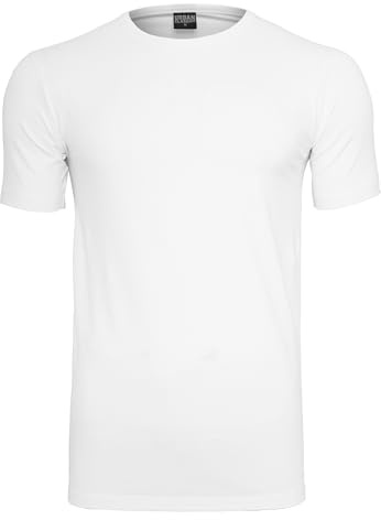 Urban Classics T-Shirt Moulant en Stretch Homme T-Shirt Manches Courtes Blanc XL