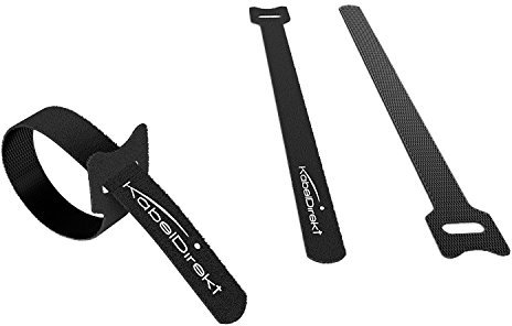 KabelDirekt – 16x serre-câbles – 20 cm × 1,4 cm – avec boucle, réutilisable (16 pièces, refermable, connecte les câbles et bien plus encore, noir)