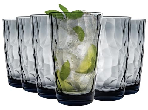 Bormioli Rocco Diamond Blue Vasos Altos, Azul Océano, 85.2 mm, 6