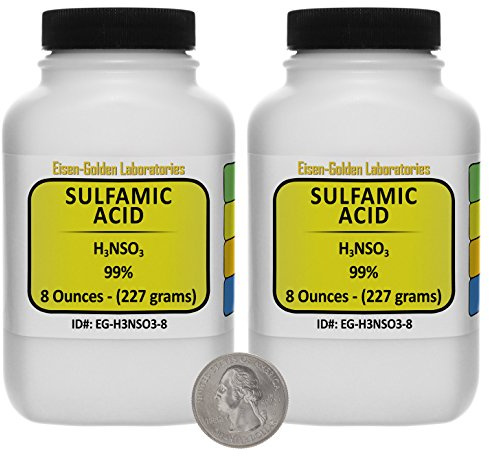 Sulfamic Acid [H3NSO3] 99% ACS Grade Powder 1 Lb in Two Space-Saver Bottles