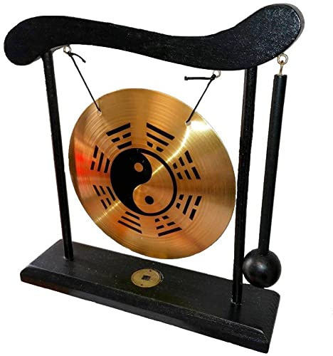 Yin Yang - Gong - Decoración Zen de Madera y Cobre - Objeto Decorativo asiático para Interior, hogar, Oficina, salón, Idea de Regalo de Japón Asia - Tradición asiática