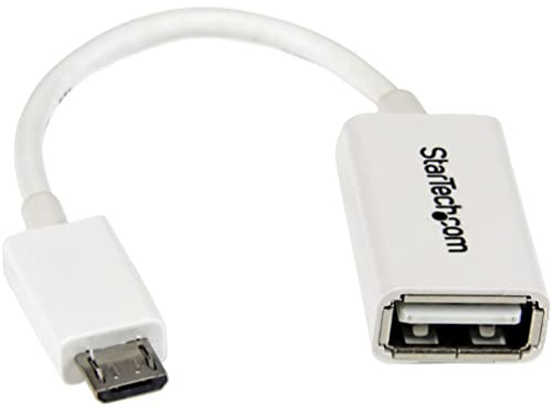 StarTech.com 5in White Micro USB to USB OTG Host Adapter M/F - Micro USB Male to USB A Female On-The-Go Host Cable Adapter - White (UUSBOTGW)