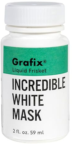 Grafix Incredible White Mask Liquid Frisket - Reliable Removable Latex Mask for Water-Based Mediums – Perfect for Use with Alcohol Inks, Watercolor, Acrylic Paint and More, 2 Ounce Bottle