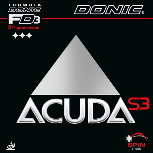 Donic Acuda S3 Revêtement pour raquette de ping-pong, Noir , 2,0 mm