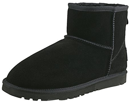 Shenduo Damen Schlupfstiefel Klassisch Leder Stiefel Kurzschaft Winterschuhe Schwarz DA5854 40EU