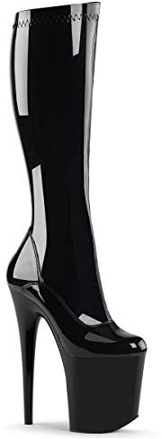 Pleaser FLAMINGO-2000 Damen Extrem Plateau Heels, Stretch Lack Schwarz, EU 38 (US 8)