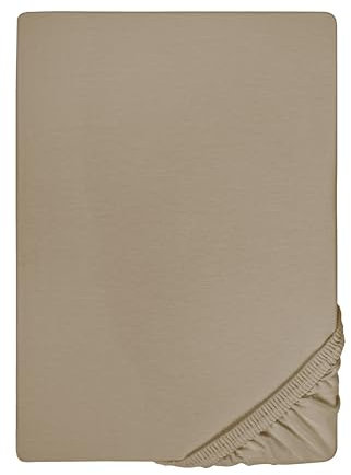 biberna 0077144 Spannbetttuch Feinjersey (Matratzenhöhe max. 22 cm), gekämmte Baumwolle, superweich 1x 180x200 cm > 200x200 cm taupe