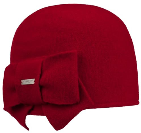 Seeberger Litika Wintermütze Walkmütze mit Schleife Walkhut Damenmütze (One Size - rot)
