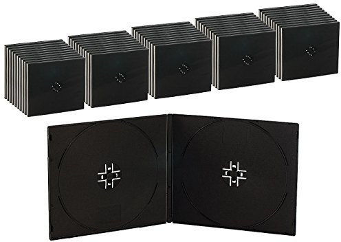 PEARL Hüllen: Doppel CD Slim Soft Boxen im 50er-Set, 7 mm, schwarz (Hülle für Doppel-CD, Dopple-DVD, Softboxen, Aufbewahrung)