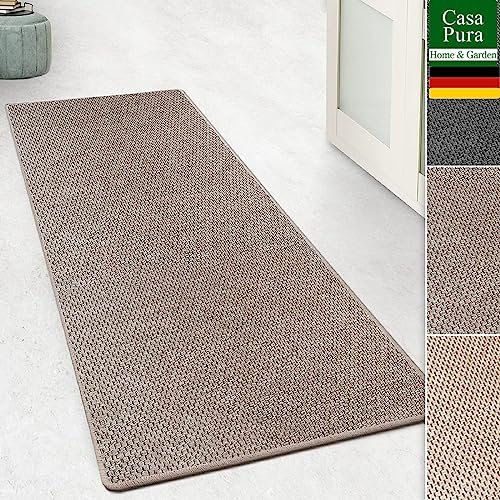 casa pura Teppich Läufer für Küche, Flur & Wohnraum - Teppichläufer auf Maß in Sisal Optik - Meterware - Flurteppich - Küchenläufer - Wohnzimmer Teppich (Kalkuta, Taupe, 100x200cm (BxL))