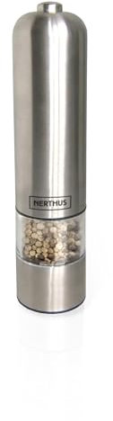 Nerthus Vin Bouquet FIH 012 - Macina Sale/Pepe in Acciaio Elettrico con Luce indicatrice 26 cm, Colore Acciaio Inox