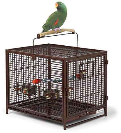 MidWest Homes for Pets Avian Adventures Poquito Avian Hotel - Jaula de viaje para aves, 48 x 39,5 x 60 cm, con soporte y 2 comederos en acero inoxidable, 1705001202, rubí
