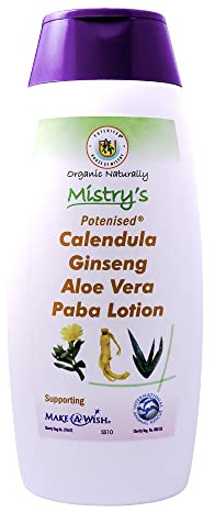 Mistry's Potenised Calendula Ginseng Aloe Vera Paba Lotion 200ml - Multi-Purpose Moisturising After Sun lotion - Ideal For Eczema and Rashes - Additive Free, Vegan,