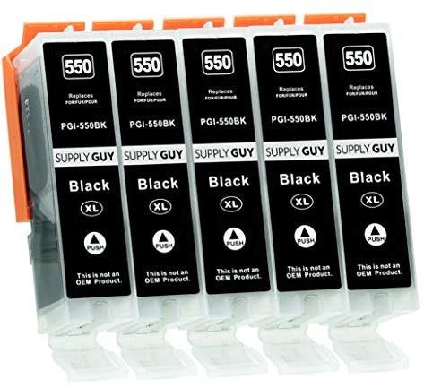 Supply Guy 5 Druckerpatronen mit Chip kompatibel mit Canon PGI-550 PGBK Schwarz für IP7250 IP8750 IX6850 MG5450 MG5550 MG5650 MG5655 MG6350 MG6450 MG6650 MG7150 MG7550 MX725 MX925