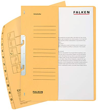 Original Falken 50er Pack Einhakhefter. Made in Germany. Aus Recycling-Karton mit halbem Vorderdeckel und Behördenheftung für DIN A4 chamois Hefter Sammelmappe Dokumentenmappe