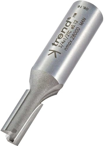 Trend Professional Straight Two Flute Router Cutter, 1/2 Inch Shank, 8mm Cut Diameter, Tungsten Carbide Tipped, 3/4X1/2TC