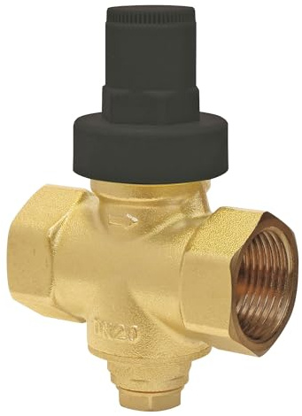 SOMATHERM FOR YOU, Réducteur de pression à piston double femelle 20/27 - PN16, réglage de 1,5 à 6 bars, prise manomètre, montage toutes positions, compact en laiton nickelé, conforme eau potable