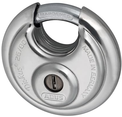 ABUS Diskus Vorhängeschloss 26/80 - wetterfest - mit anbohr- und ziehgeschütztem Zylinder - ABUS-Sicherheitslevel 8 - Silber