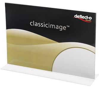 Deflecto Tischaufsteller Classic Image, gerade, A6, Querformat, 150 x 110 x 46 mm, glasklar, doppelseitige Präsentation, Menükartenhalter, Werbeaufsteller