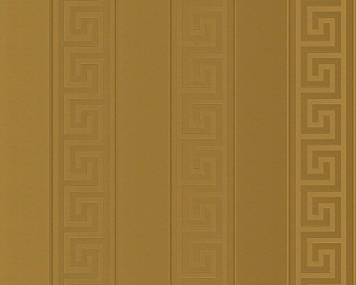 Papier peint Versace Papier Peint À Rayures Greek Papier peint intissé 10.05 m x 0.70 m Or Made in Germany 935242 93524-2