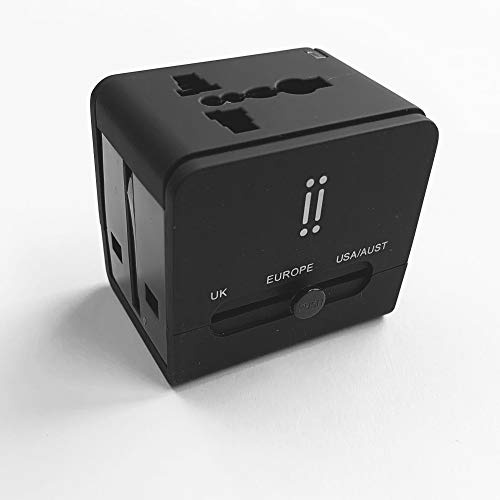 aiino - Travel Adapter 2 USB 2.1A I Adattatore E Caricatore da Viaggio I Compatibilità Universale I Compatto E Sicuro I Ricarica Ultra Veloce - Nero