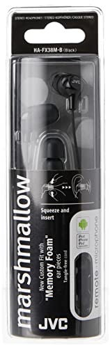 JVC HA-FR38M-B-E Marshmallow Custom Fit In-Ear Headphone with Remote and Microphone - Black, 6.0 cm*31.0 cm*19.0 cm