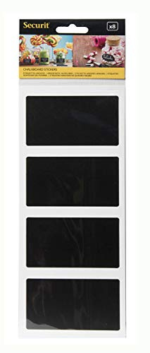 Securit rectangle Tableau noir Stickers, 8.5 x 5 cm, Lot de 8, Noir (Cs-rect-8)