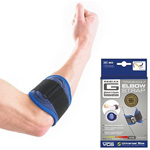 Neo G Tennis/Golf Elbow Strap – Support for Epicondylitis, Tennis/Golfers Elbow, Sprains & Repetitive Strain Injuries, Relieves Tendonitis & Forearm Pain – Class 1 Medical Device - 1 Size - Blue