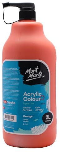 MONT MARTE Discovery School Acrylic, Orange, 1/2 Gallon (2 Liter). Ideal for Students and Artists. Excellent Coverage and Fast Drying. Pump Lid Included.