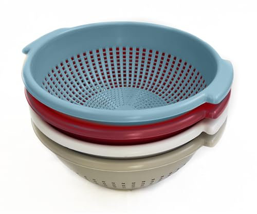 Ecoplast | Colapasta in Plastica ø32, Scolapasta con Manici in Colori Assortiti Tortora/Bianco/Rosso/Mandarino, Made in Italy