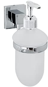 Fackelmann Seifenspender MARE, Behälter für Flüssigseife, Seifenbevorrater mit verchromter Wandhalterung (Farbe: Silber/Milchig), Menge: 1 Stück, Sonstige