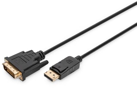 DIGITUS DisplayPort Adapterkabel, DP - DVI (24+1) St/St, 3.0m, m/interlock, DP 1.1a komp., CE - Schwarz