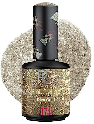 Pink Gellac UV Gel Nagellack - 174 Diva Gold 15 ml - Lang Anhaltend UV Nagellack Gold - Gel UV für 14 Tage Nägel in Salonqualität - Made in Holland