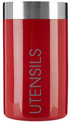 Premier Housewares - Liberty Porte Ustensiles Cuisine- Pot à Ustensiles Cuisine -en Émail Rouge- Dia 10 Cm