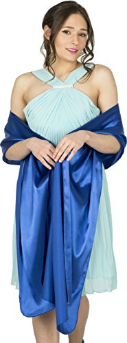 BlackButterfly Satin Shawl Bridesmaid Wedding Wrap Scarf (Royal Blue, 19W / 95L)