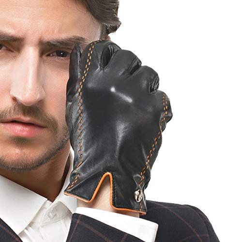 Nappaglo Lederhandschuhe Herren Winter Touchscreen Lammfell Warm Fahren Outdoor