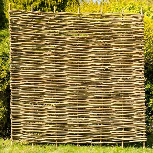 Papillon 5 Pack Premium Hazel Hurdle Garden Fence Panels Wattle Fencing Panel 1.8m x 1.8m (6ft x 6ft)