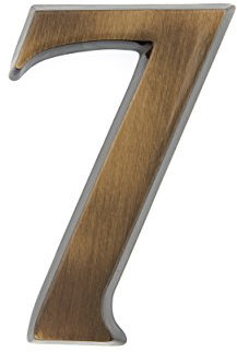 HUBER numéro de maison 7 en laiton 10 cm I numéros de maison pour la maison et la porte I numéro de maison 3D I plaques de numéro de maison en laiton antique noble design 3D