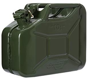 Oxid7®, tanica per carburante in metallo, con capacità di 10 l, di color verde oliva, con omologazione ONU, per benzina e diesel