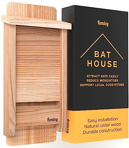 Kenley Bat Box House Shelter - Single Chamber Outdoor Bat Houses Kit - Cedar Wood